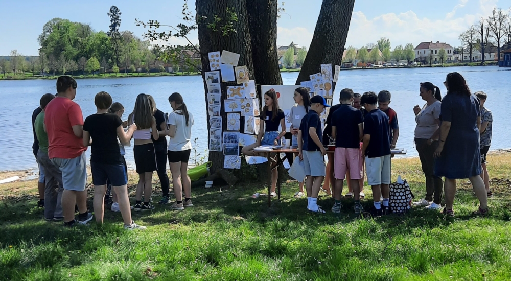 Auf den Fotos zu sehen sind die Projektpräsentation der Schüler:innen im Rahmen eines „market places".